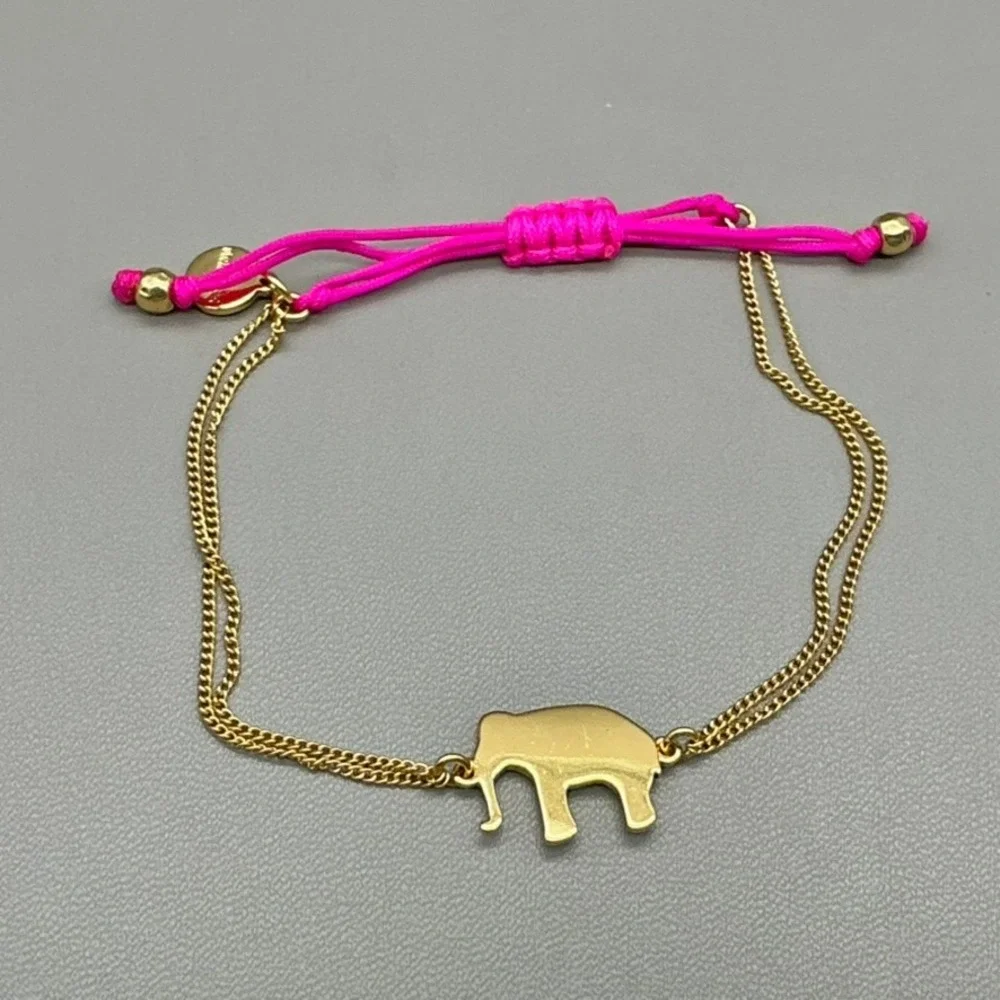 Stella & Dot Bracelet Women Gold Tone Anchor Elephant Enamel Stack Lot 7-8 Inch